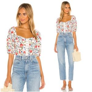 ASTR Floral Square Neck Top